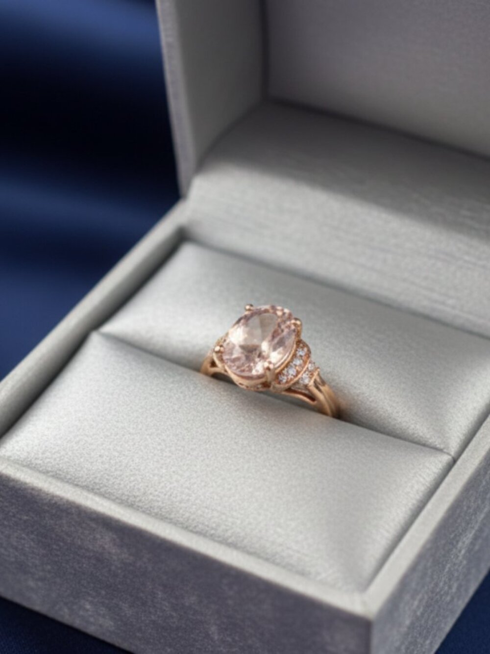 Oval Morganite and 1/10 CT T.W Diamond Ring in 10K Rose Gold - Size 5 - NEW!